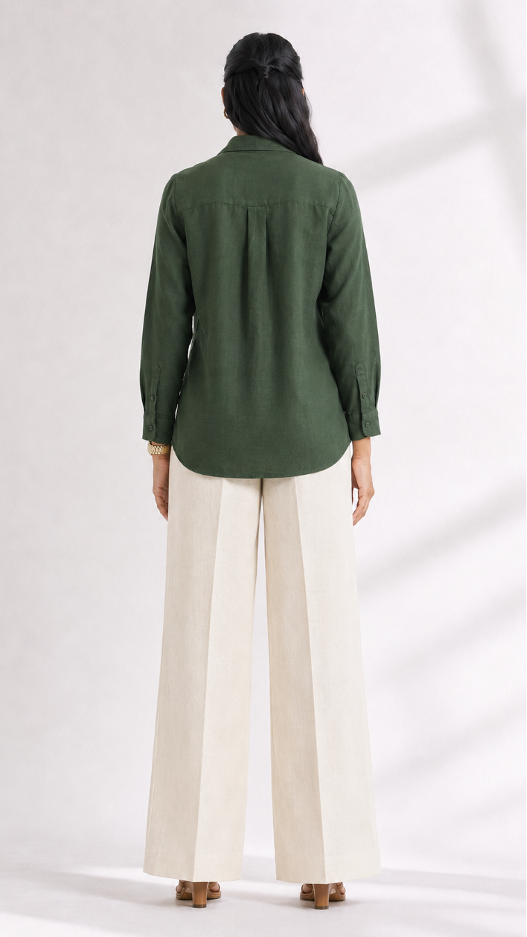 Green Garden Embroidered Cotton Shirt