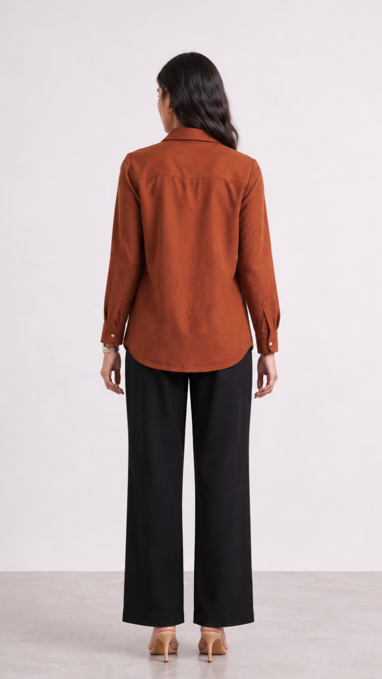 Rust Garden Embroidered Cotton Shirt