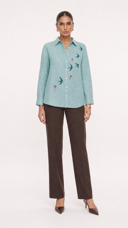 Flying Bird Embroidery Shirt