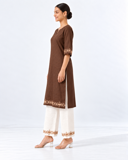 COFFEE BROWN EMBROIDERY CORDSET