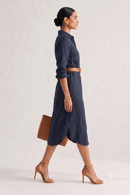 Bluesky Cotton Shirt Dress – Navy