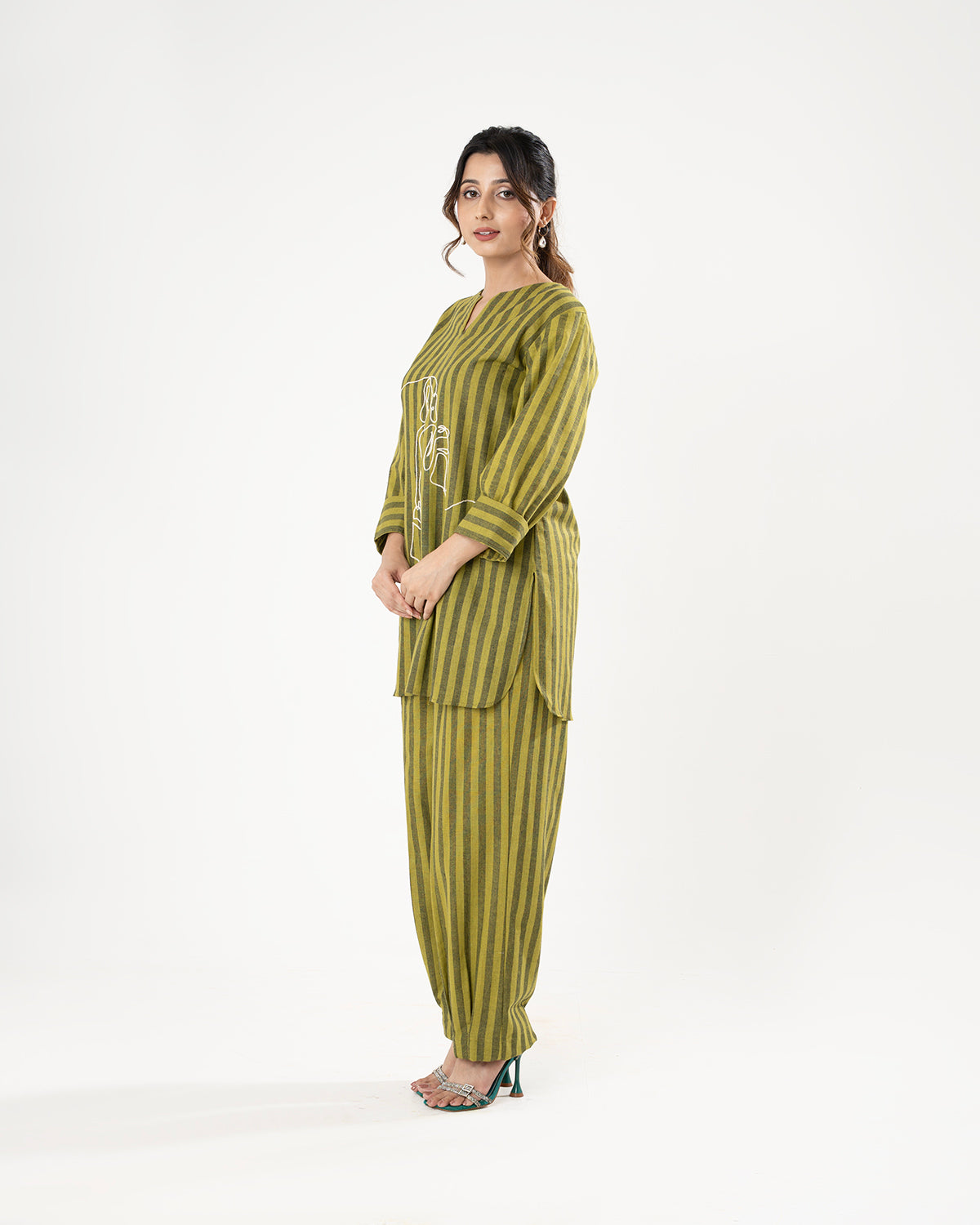 Olive Serenity Lines Co-ord Set