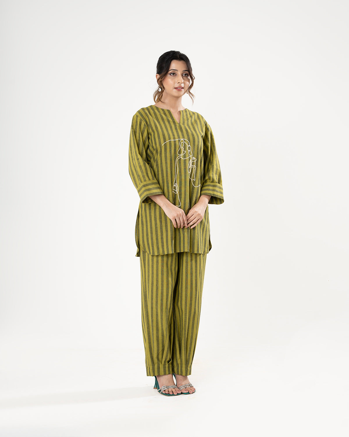 Olive Serenity Lines Co-ord Set