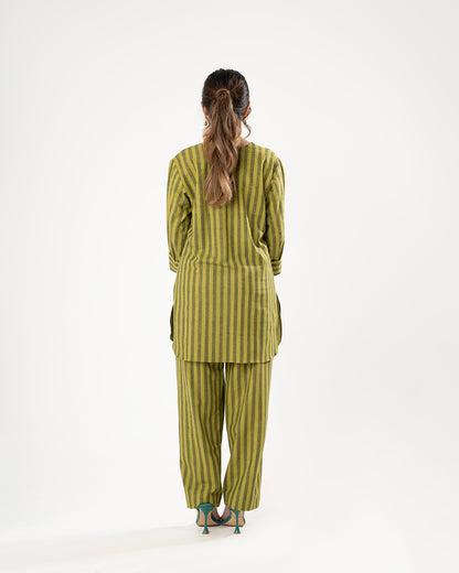 Olive Serenity Lines Co-ord Set