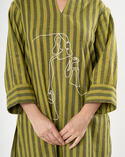 Olive Serenity Lines Co-ord Set