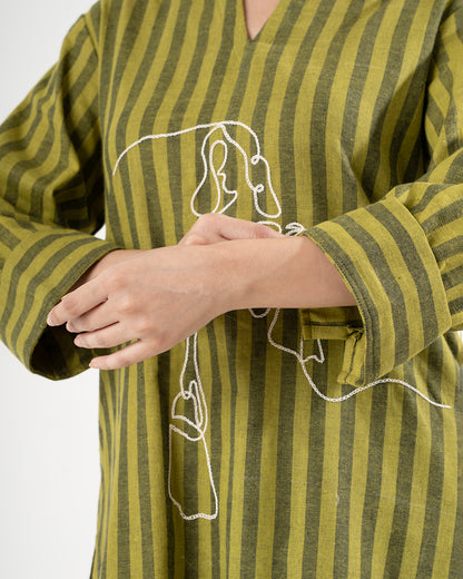 Olive Serenity Lines Co-ord Set