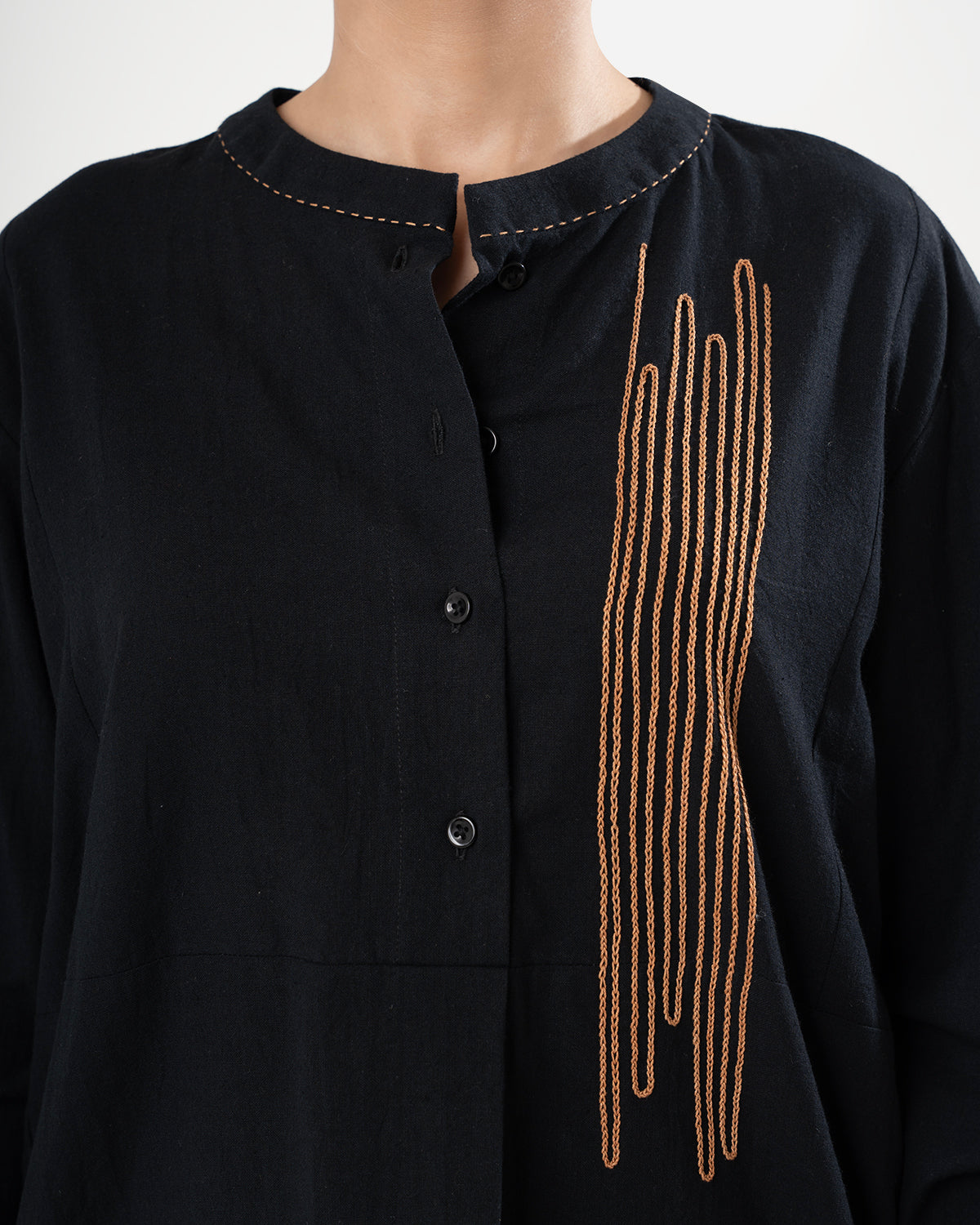 Black Gold Cascade Embroidered Shirt