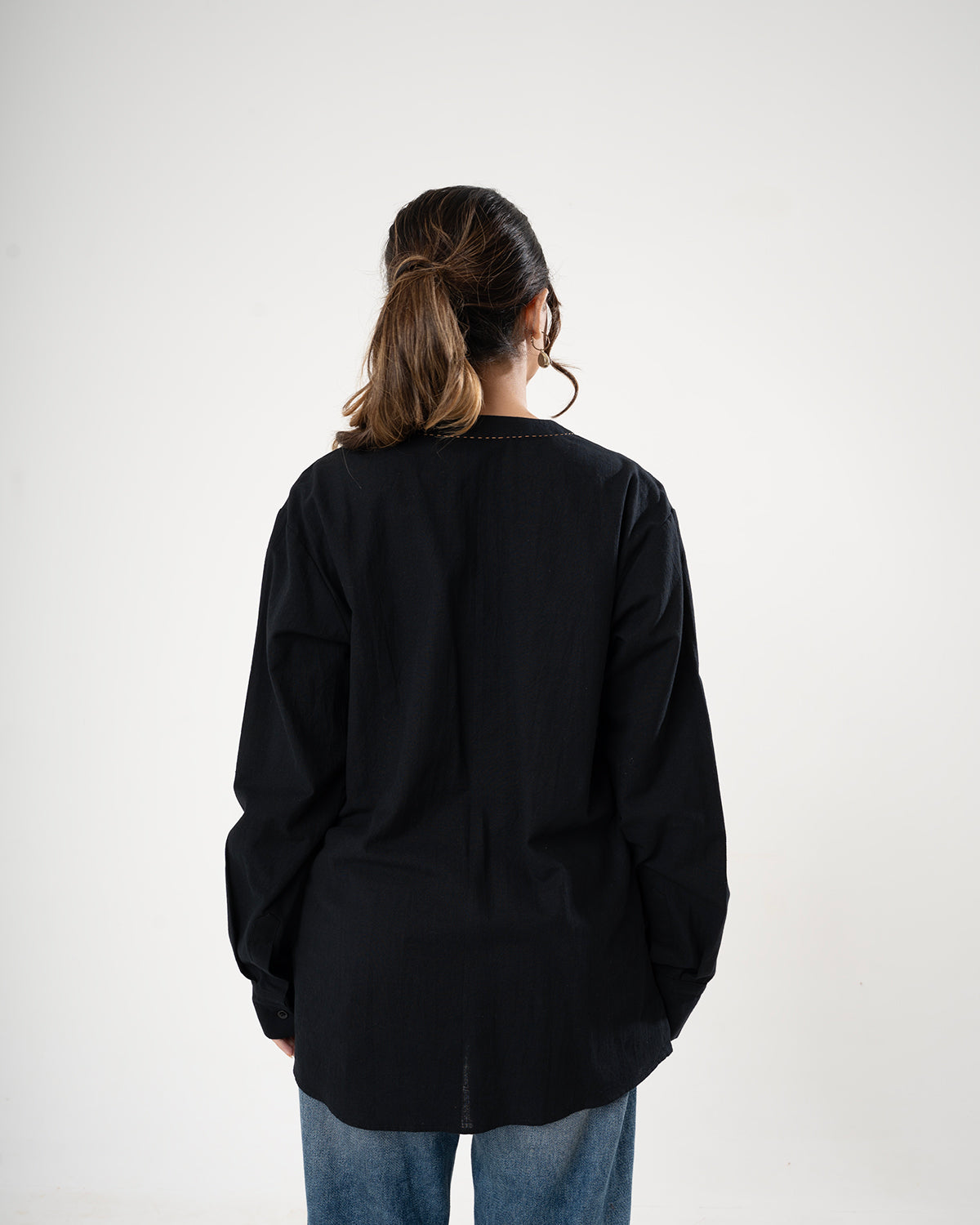 Black Gold Cascade Embroidered Shirt