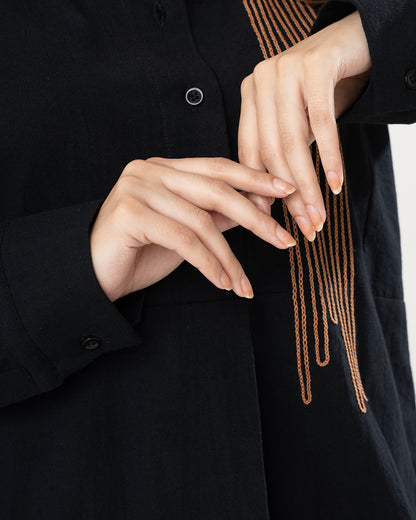 Black Gold Cascade Embroidered Shirt