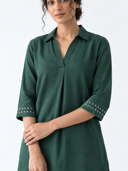 FOREST GREEN KURTA & BALLOON PANT SET
