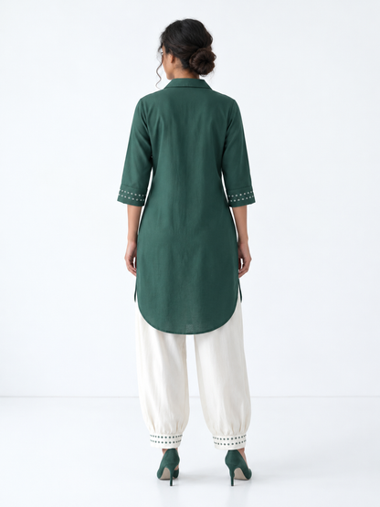 FOREST GREEN KURTA & BALLOON PANT SET