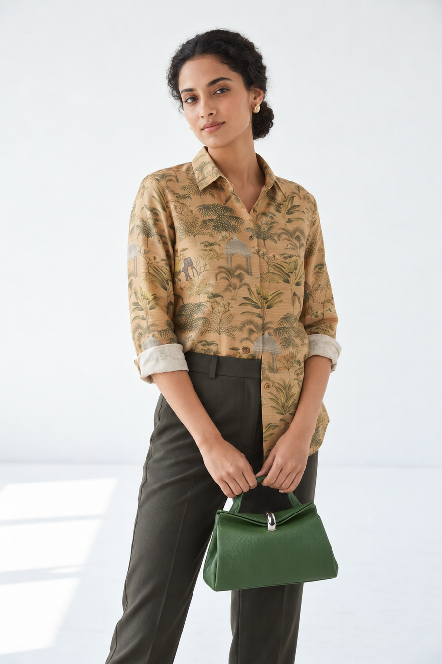 MUSTARD ELEPHANT PRINT SHIRT