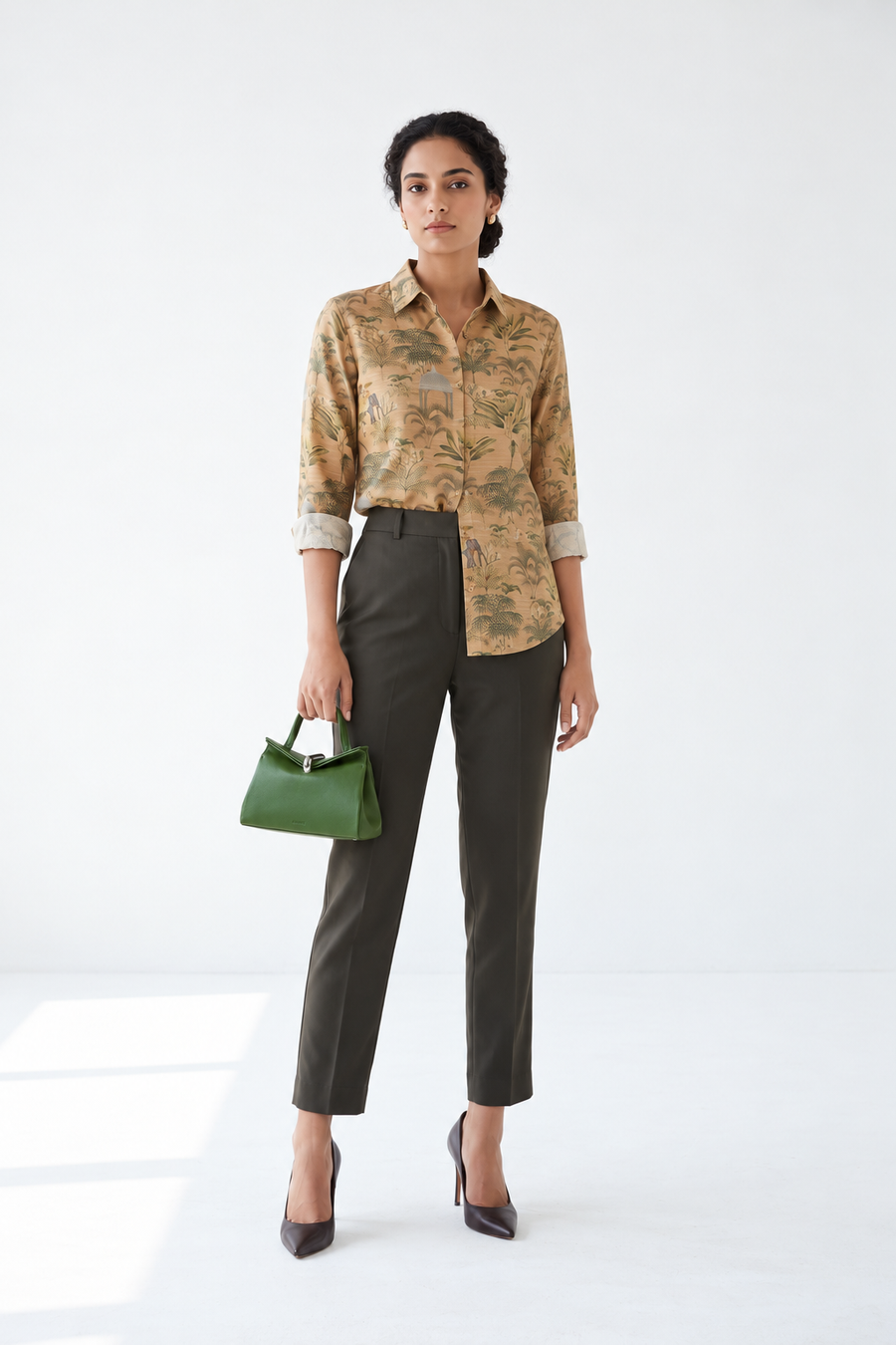 MUSTARD ELEPHANT PRINT SHIRT