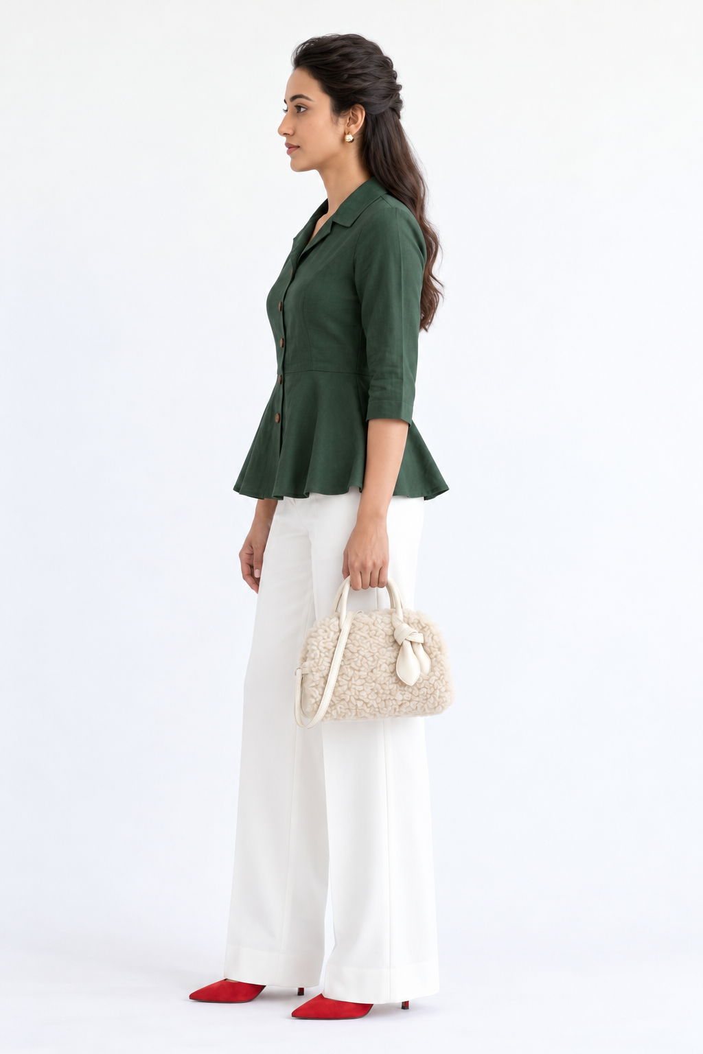 FOREST GREEN PEPLUM TOP
