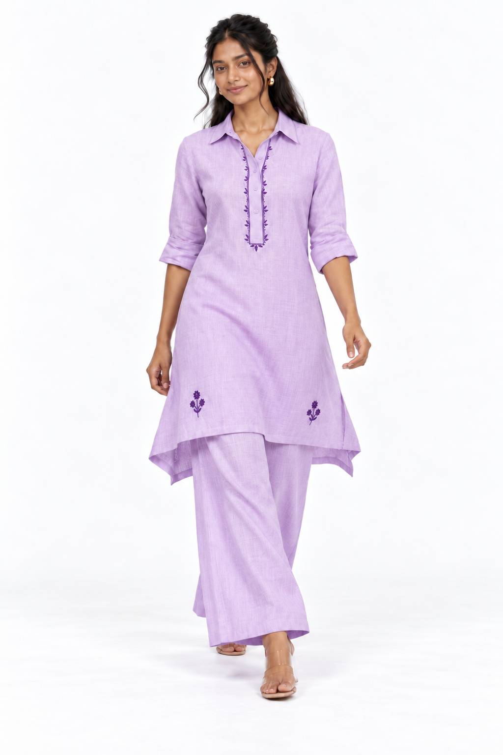LAVENDER EMBROIDERY CORDSET