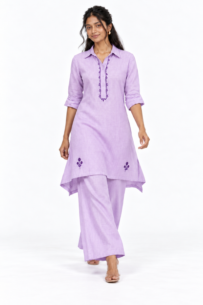 LAVENDER EMBROIDERY CORDSET