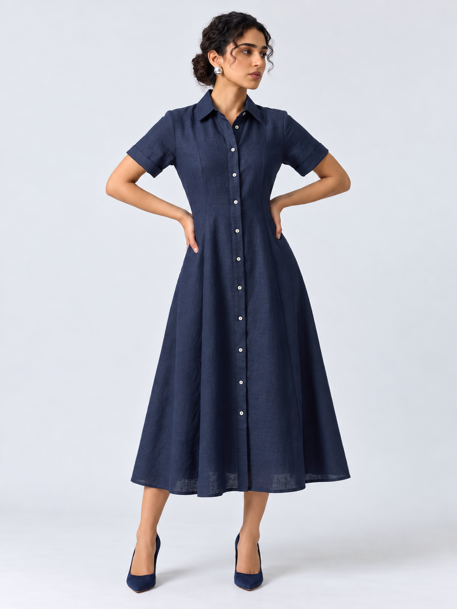 Deep Navy Shirt Dress