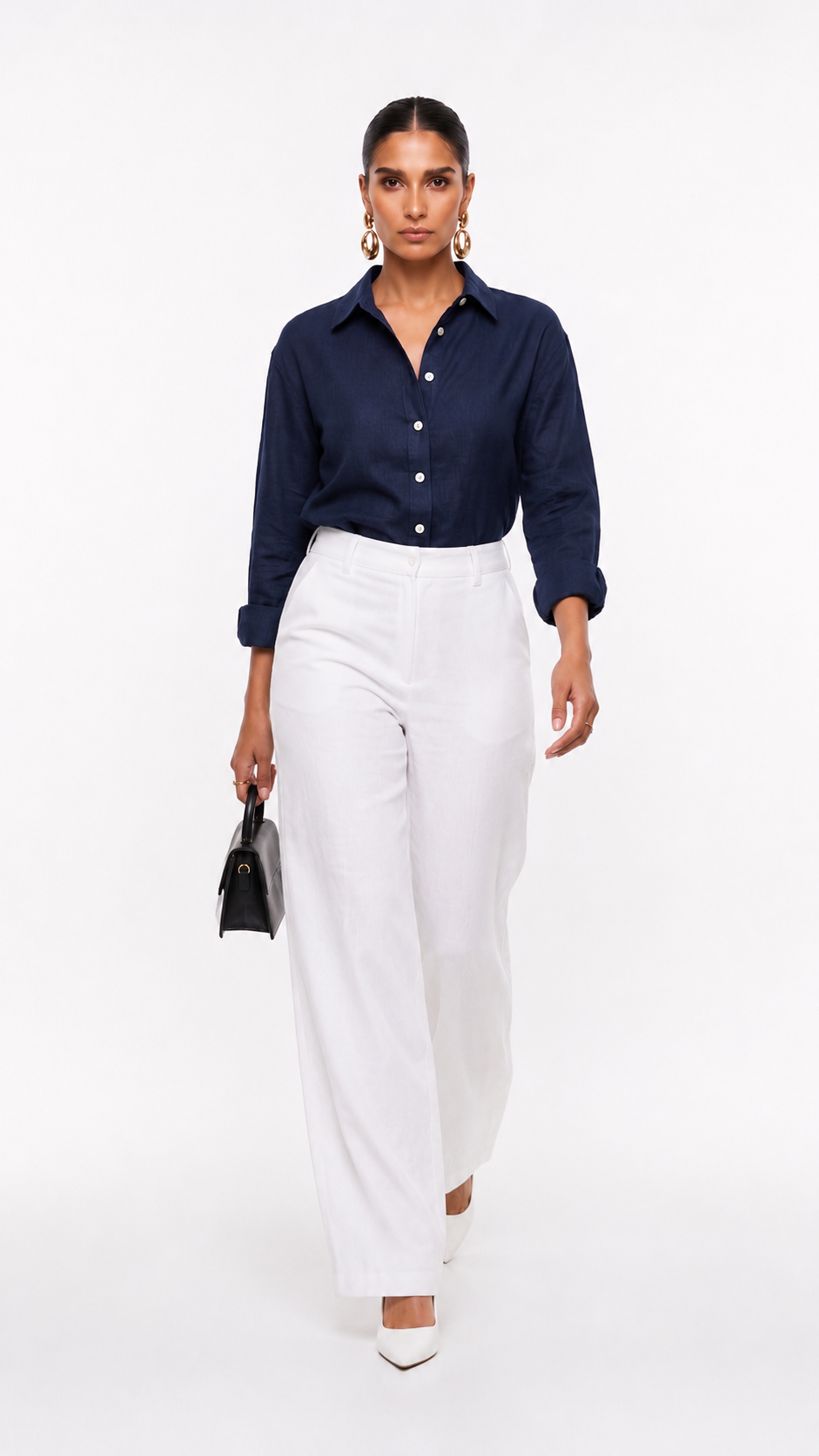 Navy Blue Cotton Shirt – Classic Button-Down