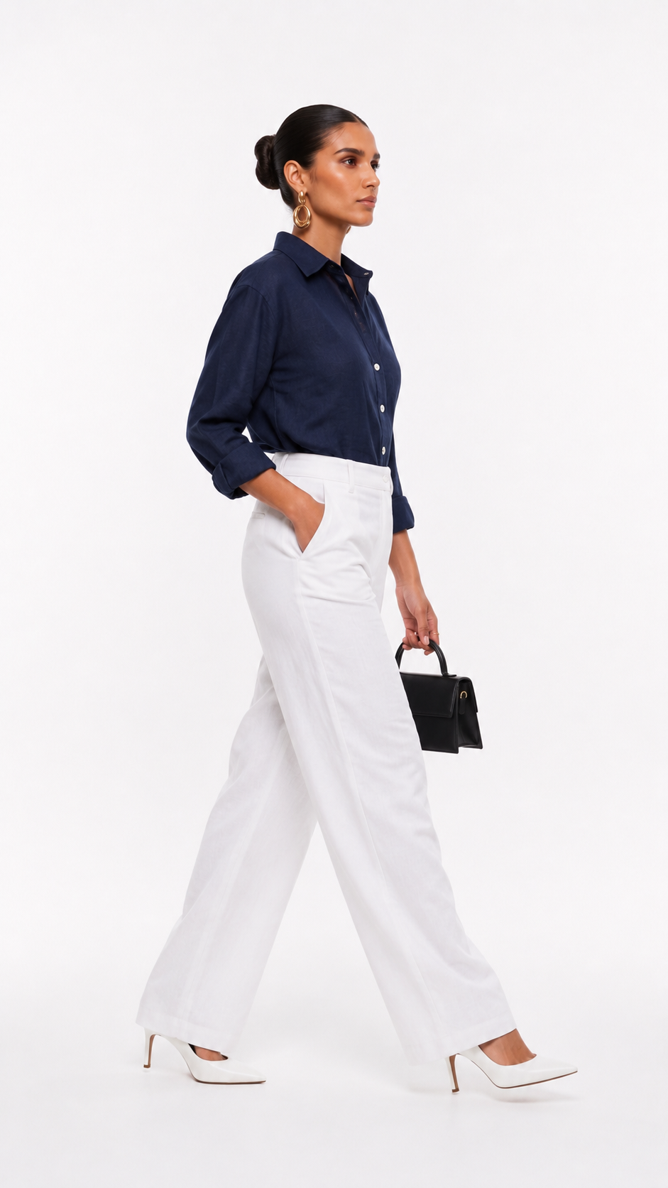 Navy Blue Cotton Shirt – Classic Button-Down