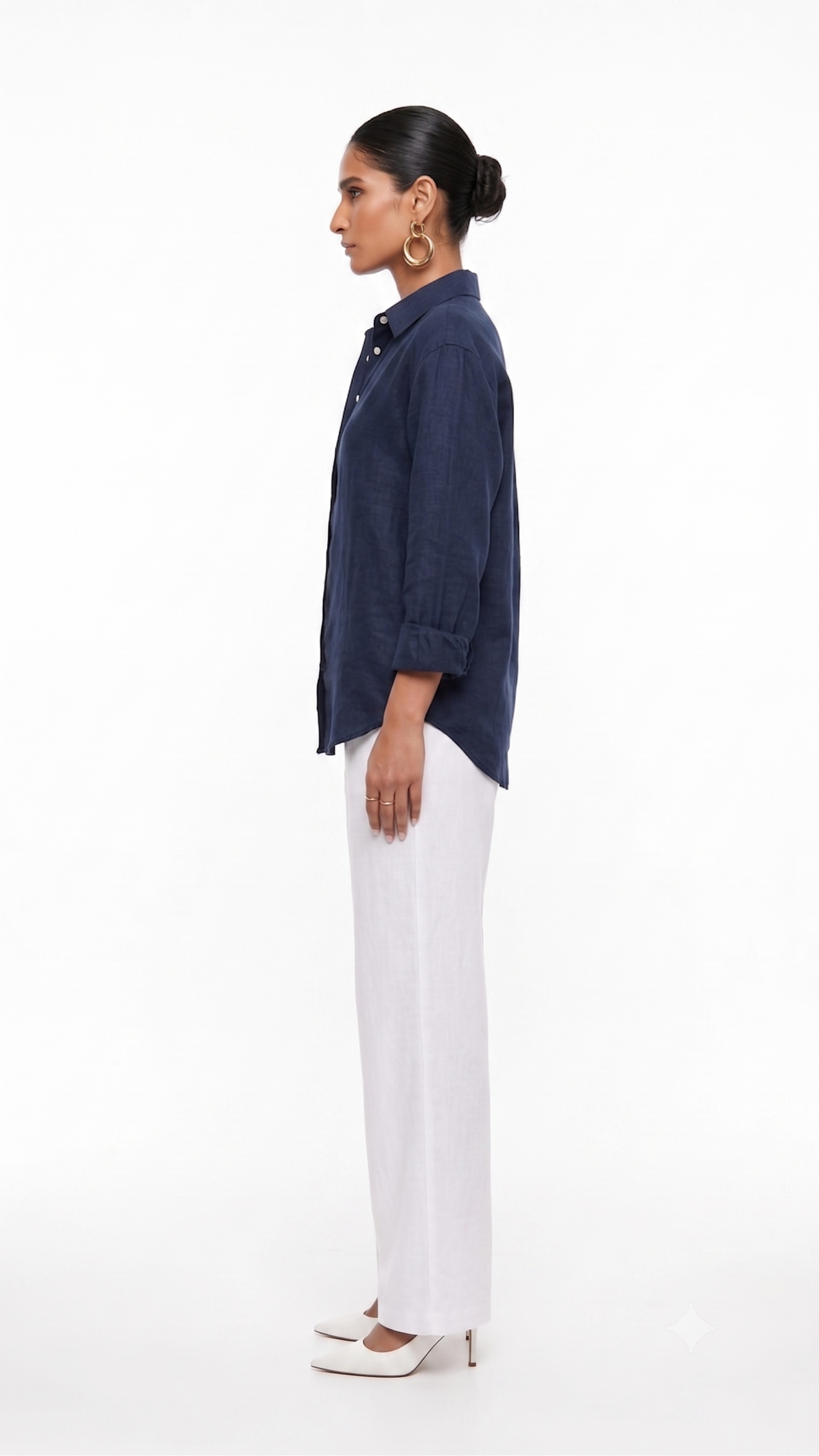 Navy Blue Cotton Shirt – Classic Button-Down