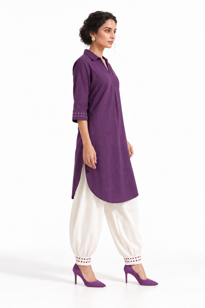 PURPLE KURTA & BALLOON PANT SET