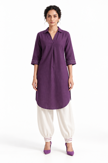 PURPLE KURTA & BALLOON PANT SET