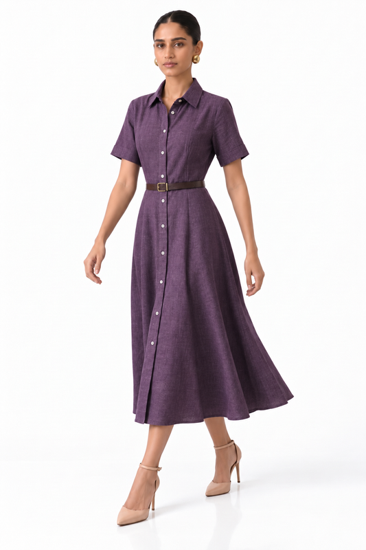 Deep Purple Shirt Dress