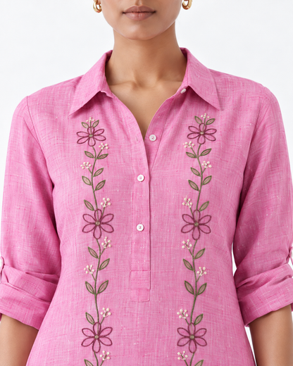 ROSE PINK EMBROIDERY CO-ORD SET