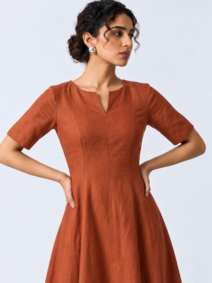 Rust Midi Dress