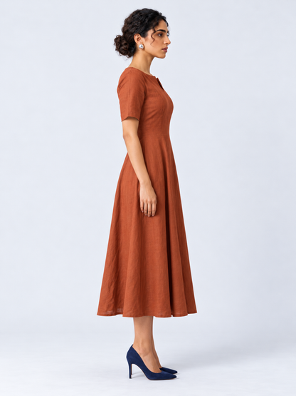 Rust Midi Dress