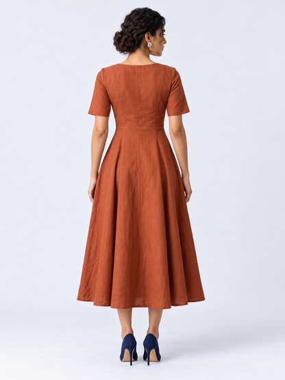 Rust Midi Dress