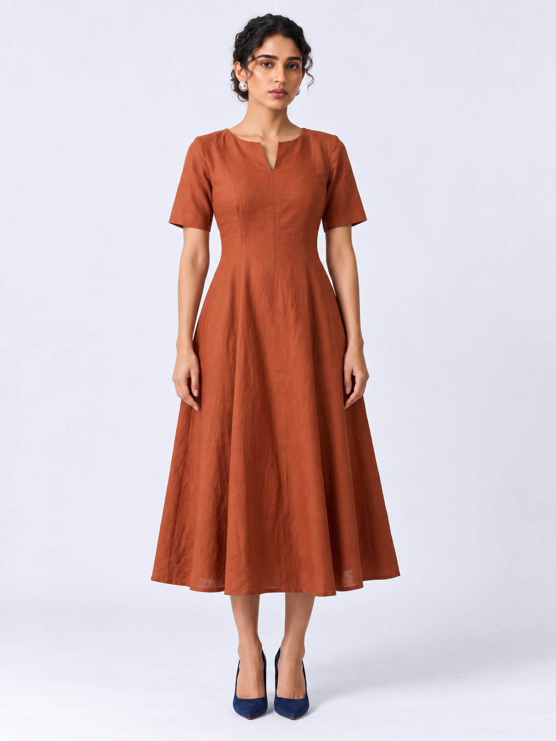 Rust Midi Dress