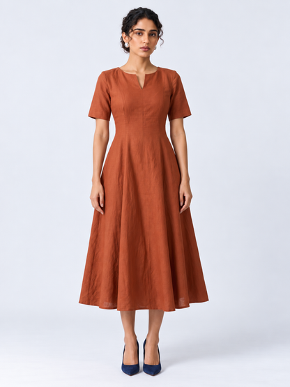 Rust Midi Dress