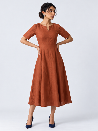 Rust Midi Dress